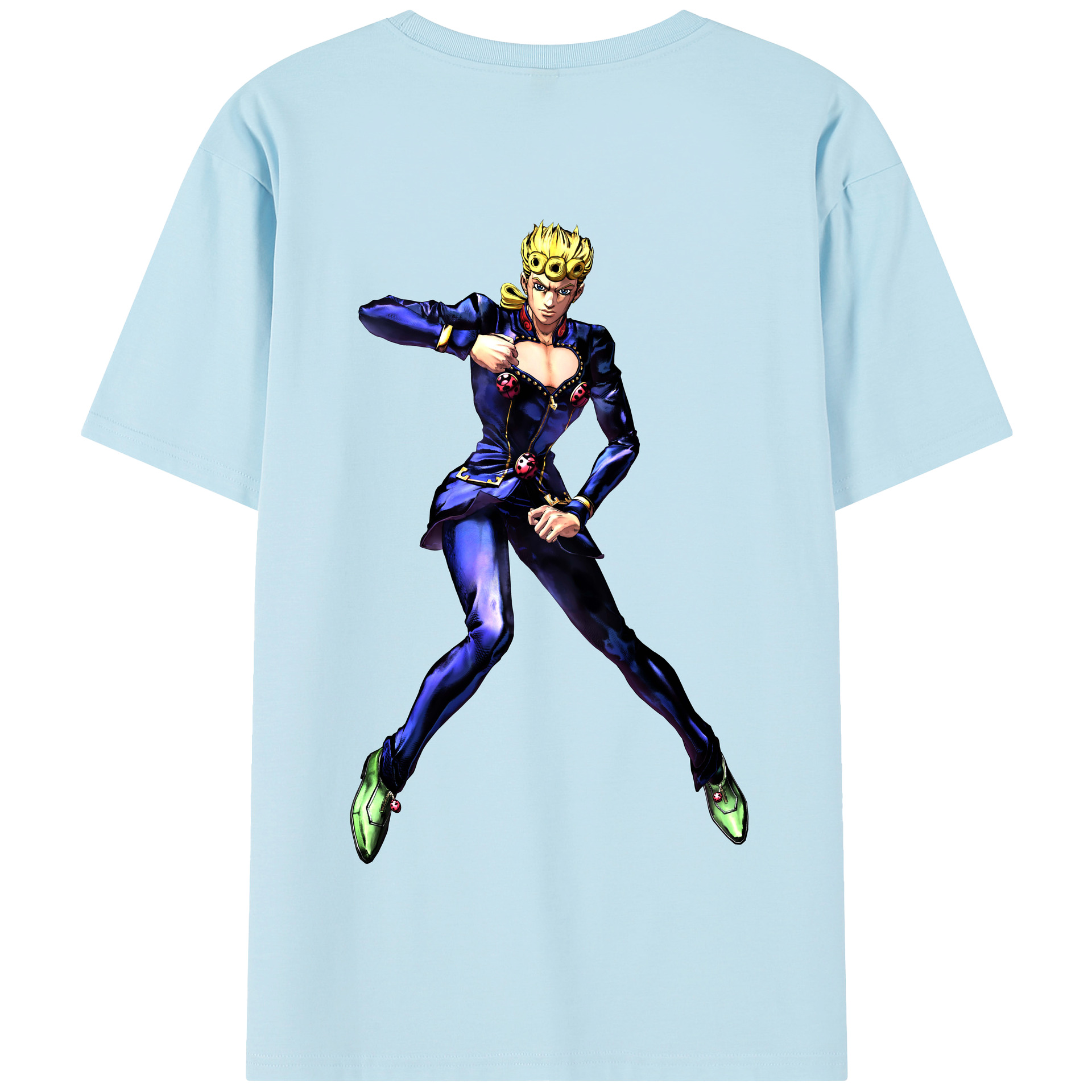 （画像用） ジョジョの奇妙な冒険 ジョルノ?ジョバァーナ JoJo's Bizarre Adventure Giorno Giovanna 綿100％半袖Tシャツ（背面プリント）